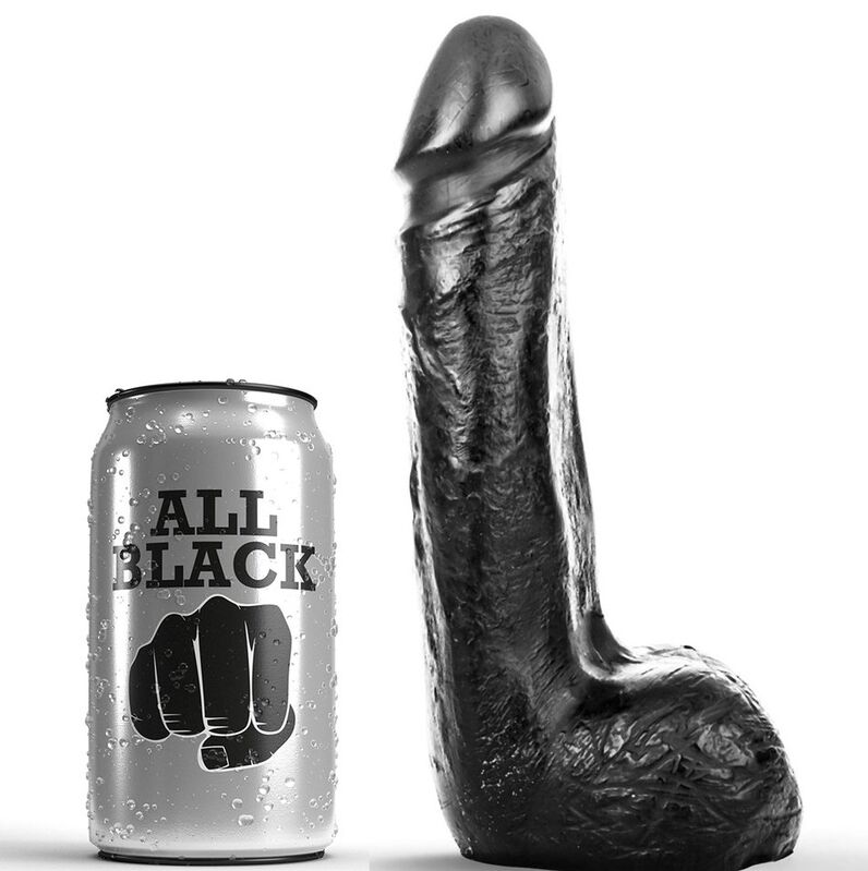 ALL BLACK - DILDO REALĂSTICO NEGRO SUAVE 20 CM