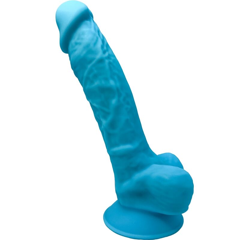 SILEXD - MODELO 1 PENE REALĂSTICO SILICONA PREMIUM SILEXPAN AZUL 17.5 CM
