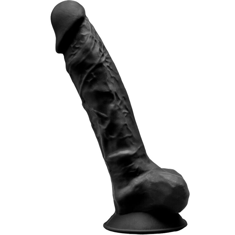 SILEXD - MODELO 1 PENE REALĂSTICO SILICONA PREMIUM SILEXPAN NEGRO 23 CM