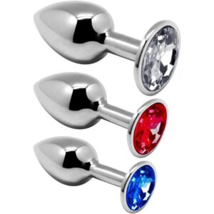 SECRETPLAY - METAL BUTT PLUG CORAZÓN TRANSPARENTE TALLA S 7 CM