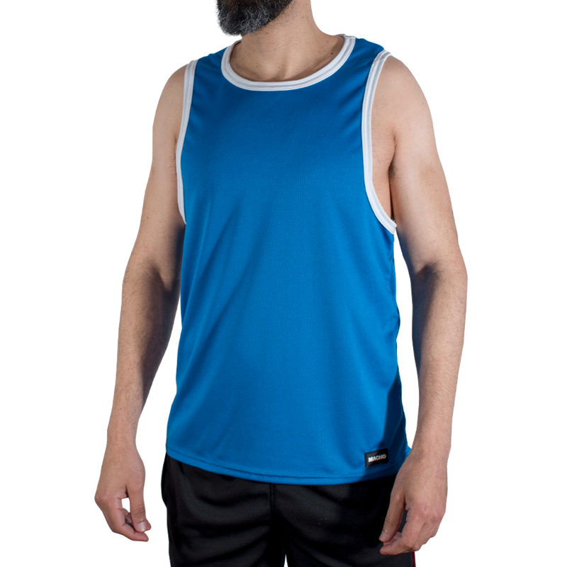 MACHO - CMV002 CAMISETA GYM AZUL L/XL
