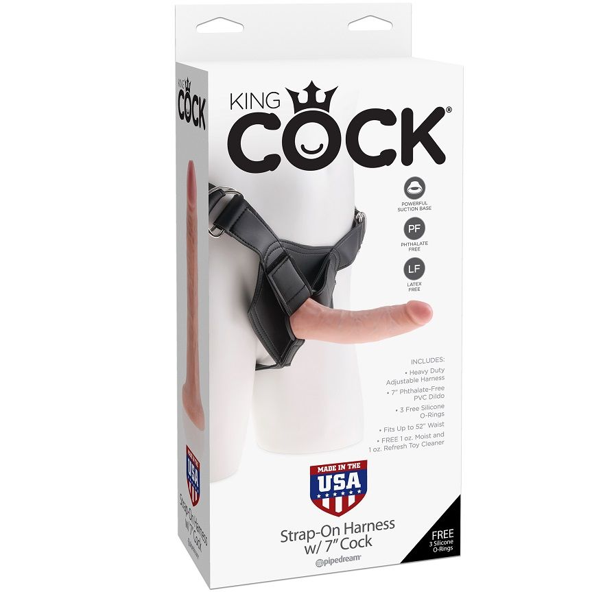 KING COCK - HARNESS CON PENE REALĂSTICO 17.8 CM