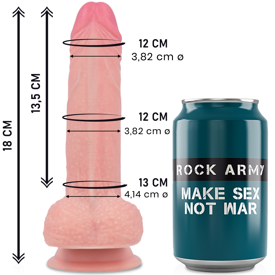 ROCKARMY - MUSTANG DILDO REALĂSTICO LIQUID SILICONE 18 CM -O- 4.14 CM